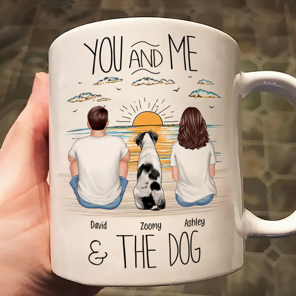 You, Me & the Dog Personalized Sunrise Mug Romantic Gift for Dog Lovers or Cat Lovers