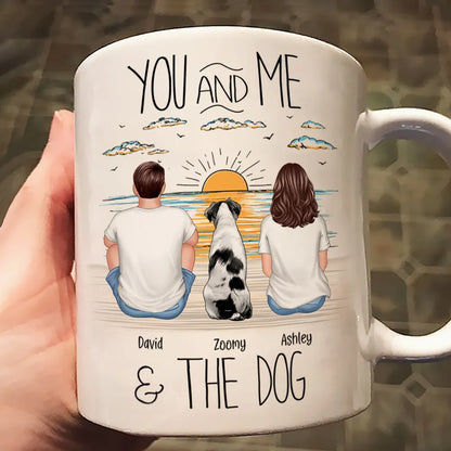 You, Me & the Dog Personalized Sunrise Mug Romantic Gift for Dog Lovers or Cat Lovers