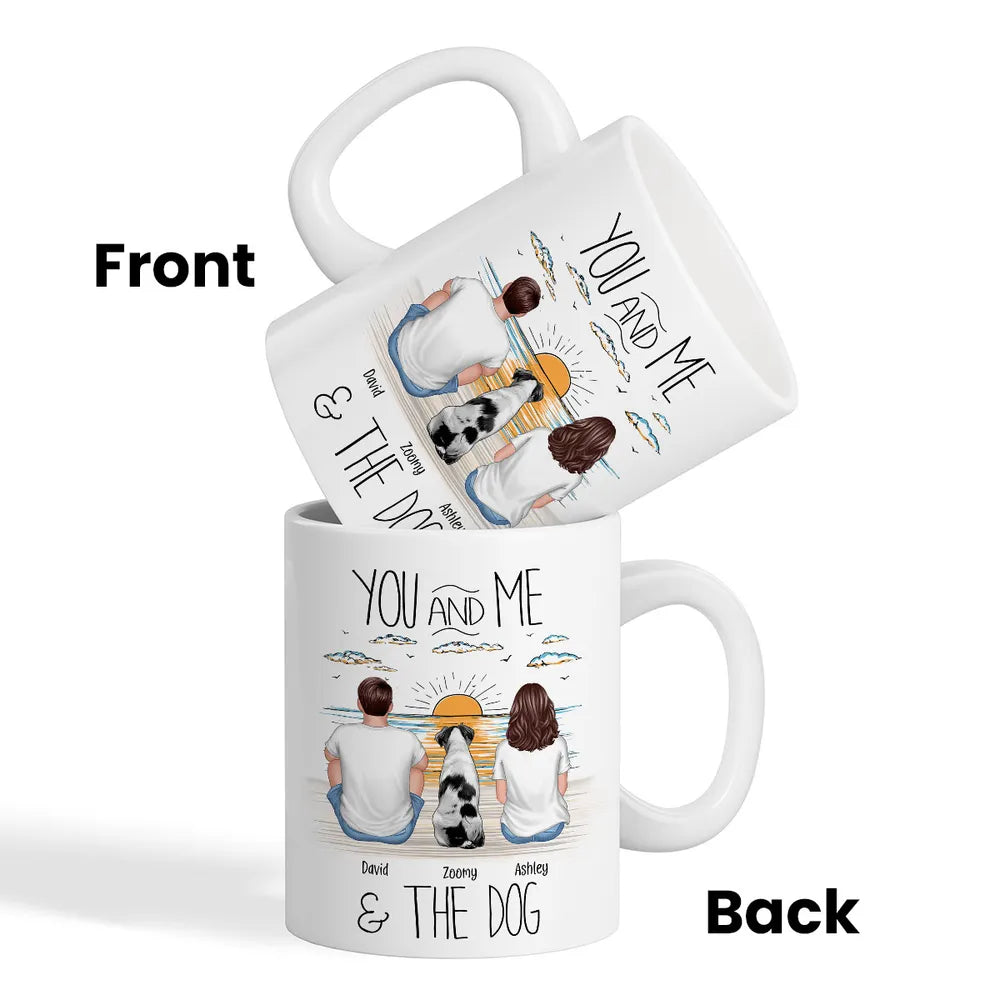 You, Me & the Dog Personalized Sunrise Mug Romantic Gift for Dog Lovers or Cat Lovers