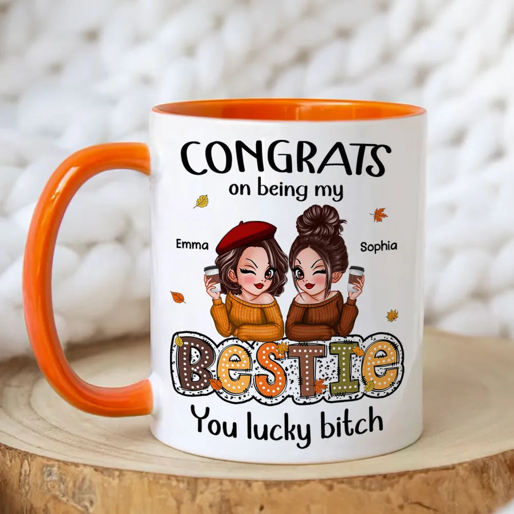 Congrats On Being My Besties Fall Season Gift, Personalized Mug