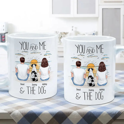 You, Me & the Dog Personalized Sunrise Mug Romantic Gift for Dog Lovers or Cat Lovers