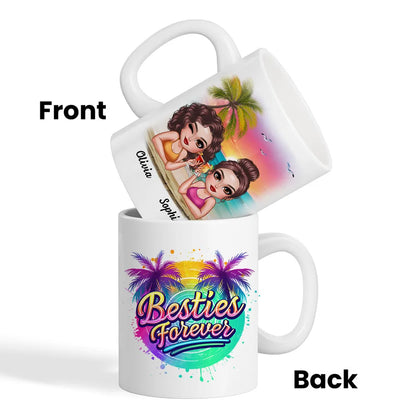 Besties Forever Personalized Tropical Mug for Best Friends