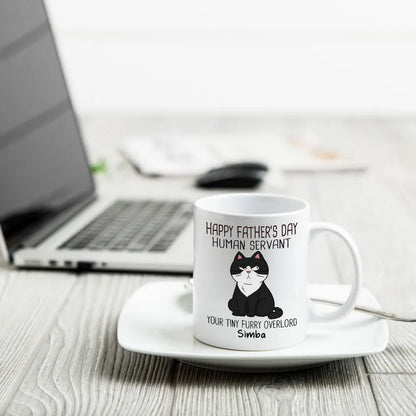 Funny Cat Lover White Ceramic Mug with Cartoon Design for Father's Day, Perfect Gift for Dad from Pets