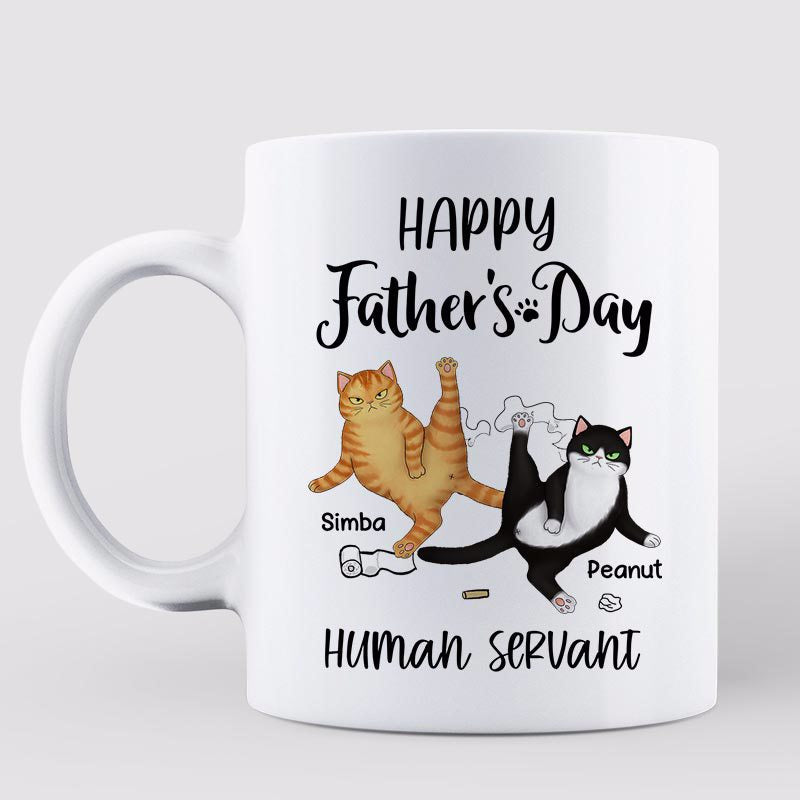 Happy Father's Day Cat Dad Human Servant Personalized Mug