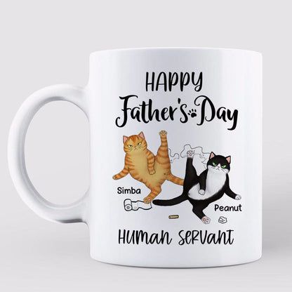 Happy Father's Day Cat Dad Human Servant Personalized Mug