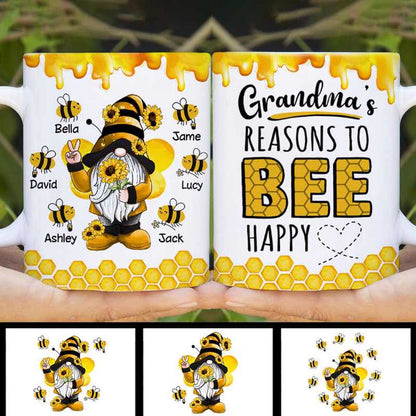 Gnome Grandma's Reason To Bee Happy Personalized AOP Mug