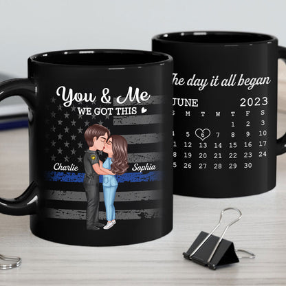 You & Me We Got This Hero Couple Kissing Anniversary Calendar Keepsake Personalized Mug