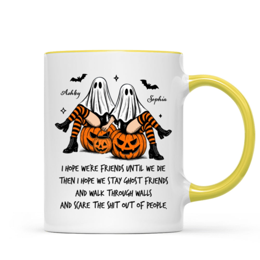 Ghost Girls We're Friends Until We Die Personalized Mug, Halloween Gift for Besties, Best Friends
