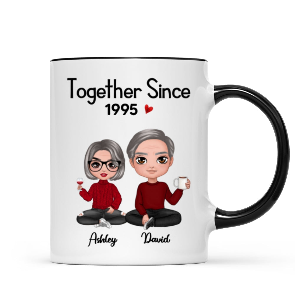 Couple Sitting - Personalized Mug - Anniversary Gift For Him, Gift For Her