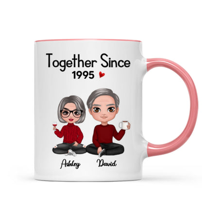 Couple Sitting - Personalized Mug - Anniversary Gift For Him, Gift For Her