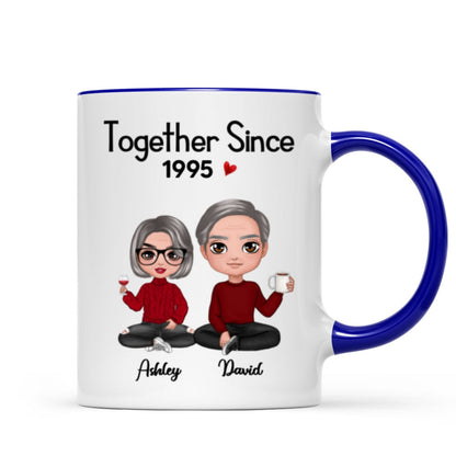 Couple Sitting - Personalized Mug - Anniversary Gift For Him, Gift For Her