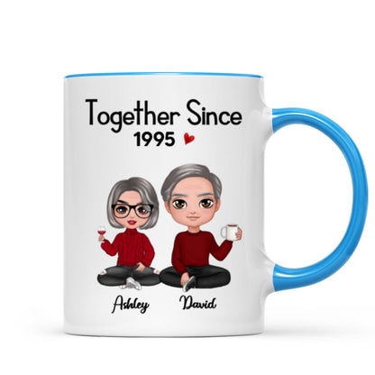 Couple Sitting - Personalized Mug - Anniversary Gift For Him, Gift For Her