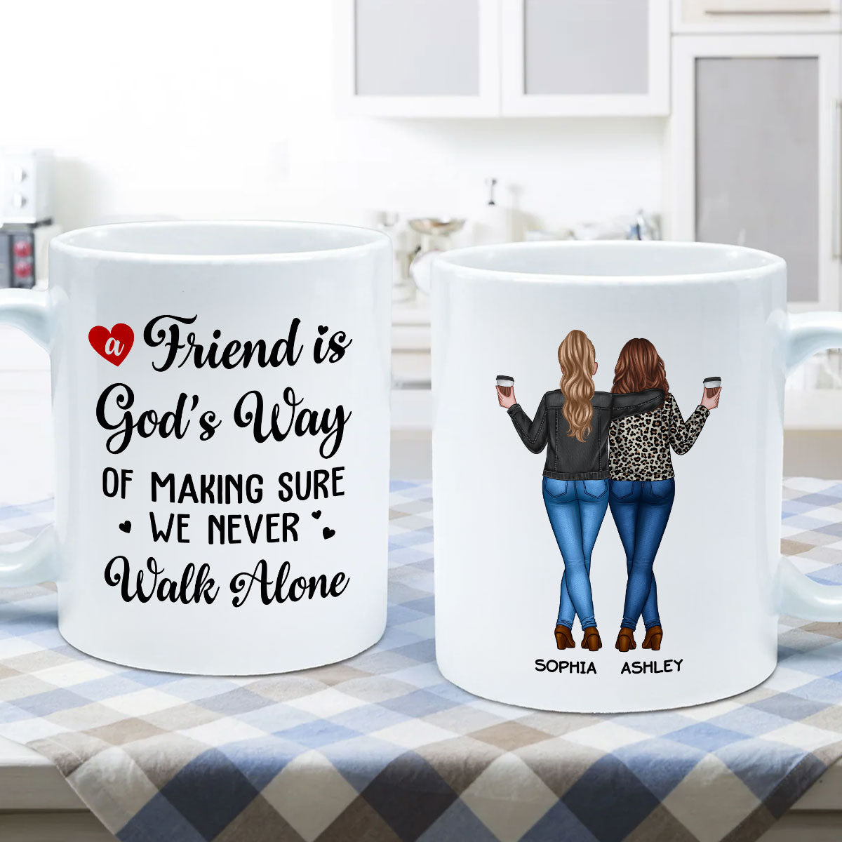 A Friend Is God's Way Besties Best Friend Gift Cup, Friendship Personalized Mug
