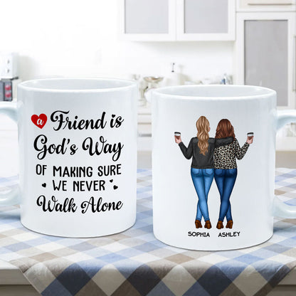 A Friend Is God's Way Besties Best Friend Gift Cup, Friendship Personalized Mug