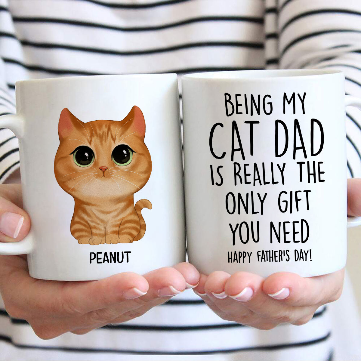 Being My Cat Dad The Only Gift You Need Watercolor Cute Cats Personalized Mug