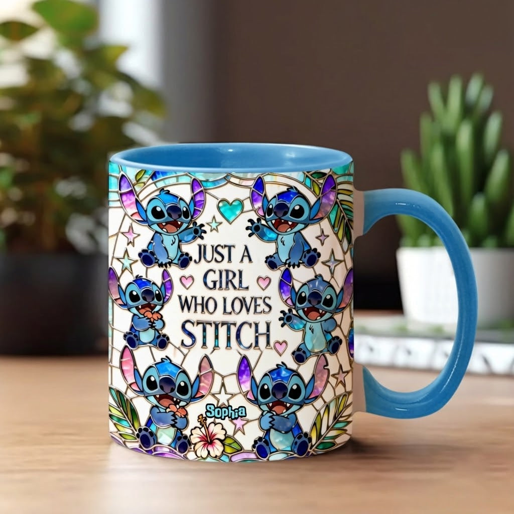 Just A Girl Who Loves Sti - Personalized Accent Mug - Gift For Her, Movie Fans HH01