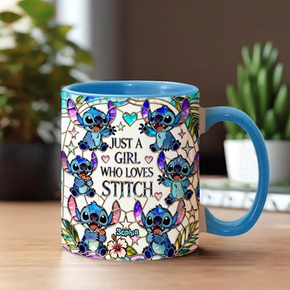 Just A Girl Who Loves Sti - Personalized Accent Mug - Gift For Her, Movie Fans HH01
