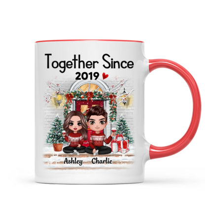 Doll Couple Together Since Front Porch Christmas Personalized Mug