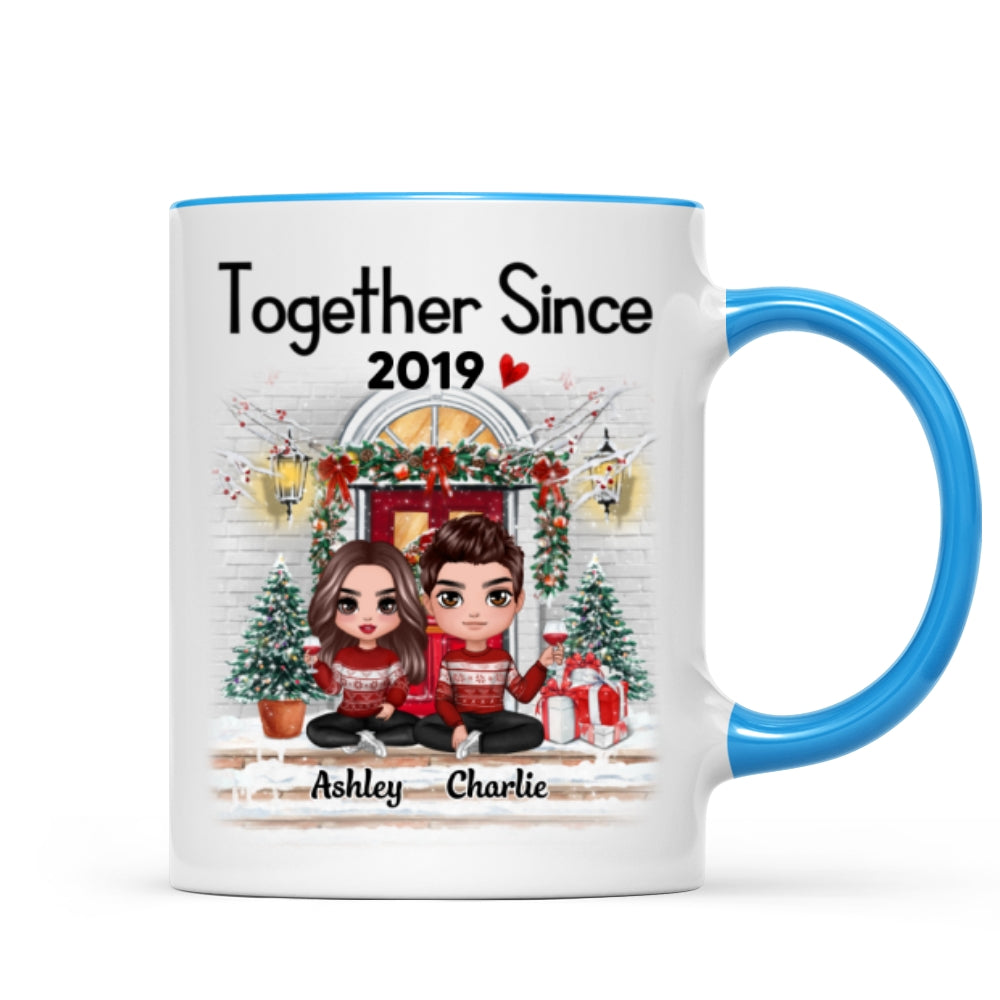 Doll Couple Together Since Front Porch Christmas Personalized Mug