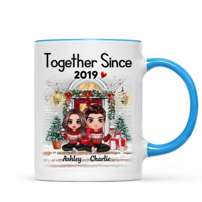 Doll Couple Together Since Front Porch Christmas Personalized Mug