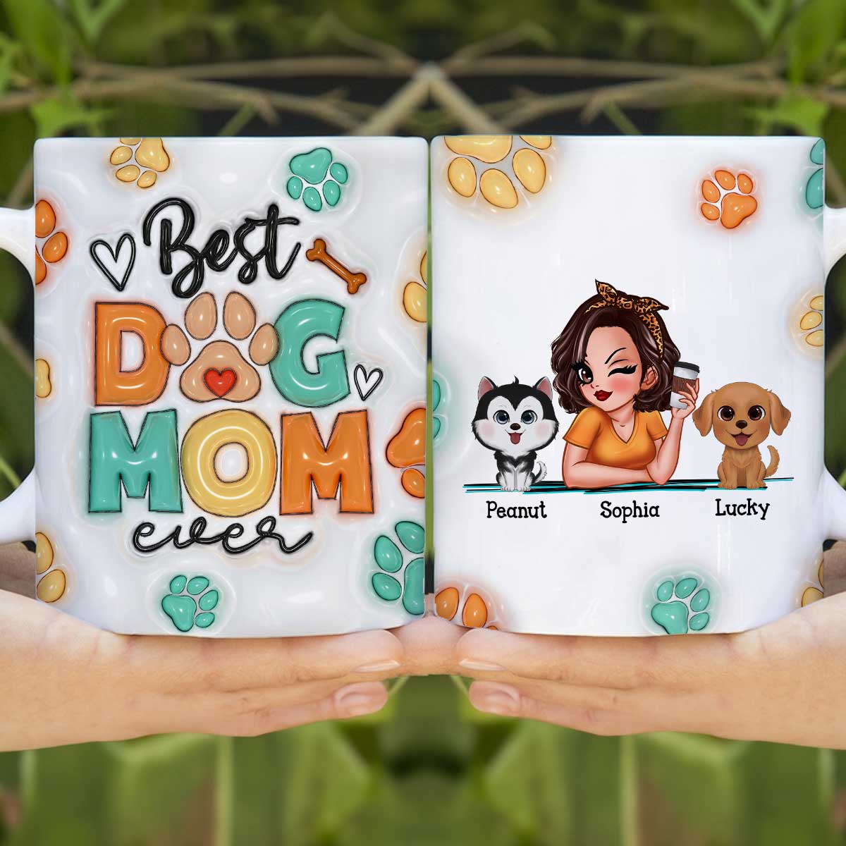 Best Dog Mom Ever 3D Effect Personalized Mug, Gift For Dog Mom