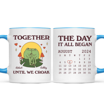 Until We Croak Together Frog Couple Anniversary Calendar Keepsake Personalized Mug