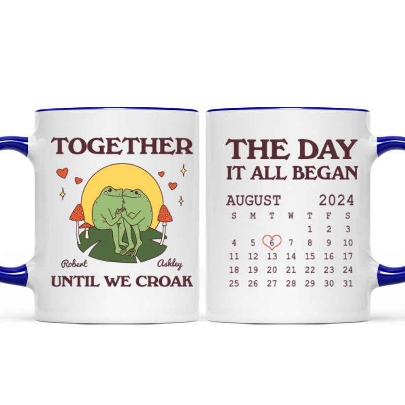 Until We Croak Together Frog Couple Anniversary Calendar Keepsake Personalized Mug