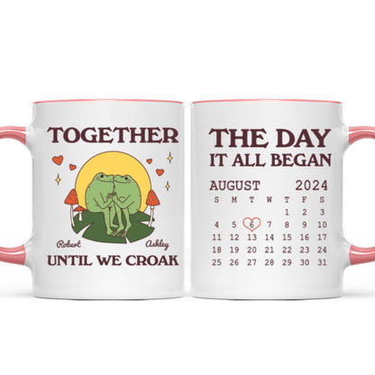 Until We Croak Together Frog Couple Anniversary Calendar Keepsake Personalized Mug