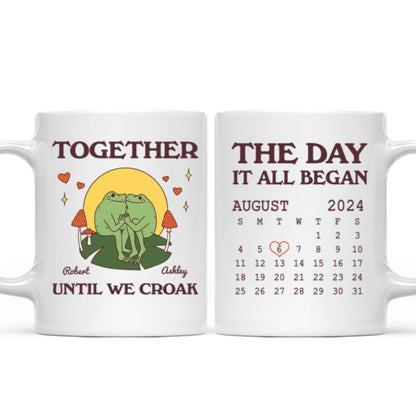 Until We Croak Together Frog Couple Anniversary Calendar Keepsake Personalized Mug