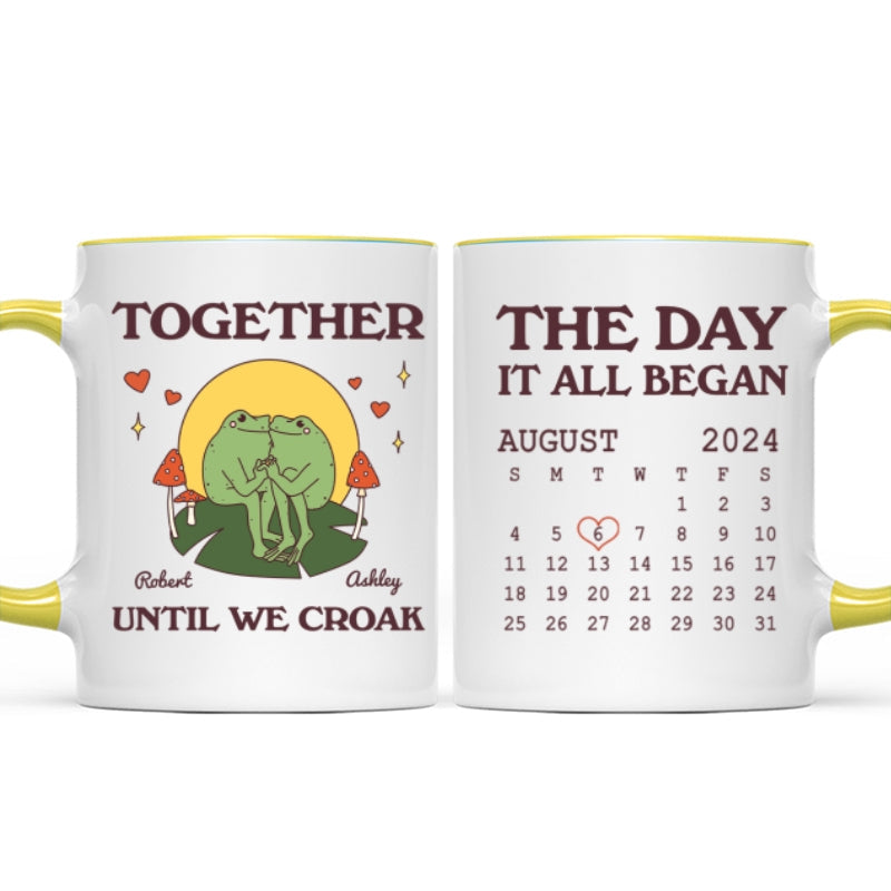 Until We Croak Together Frog Couple Anniversary Calendar Keepsake Personalized Mug