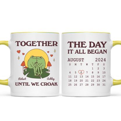 Until We Croak Together Frog Couple Anniversary Calendar Keepsake Personalized Mug