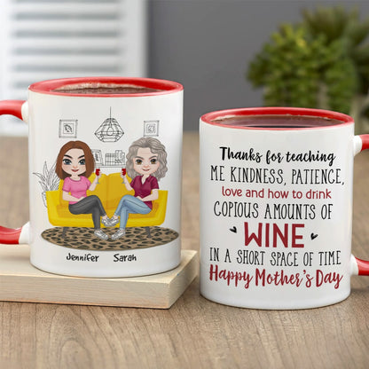 Thanks For Teaching Me Kindness, Gift For Mom, Personalized Wine Tumbler, Mother's Day Gift
