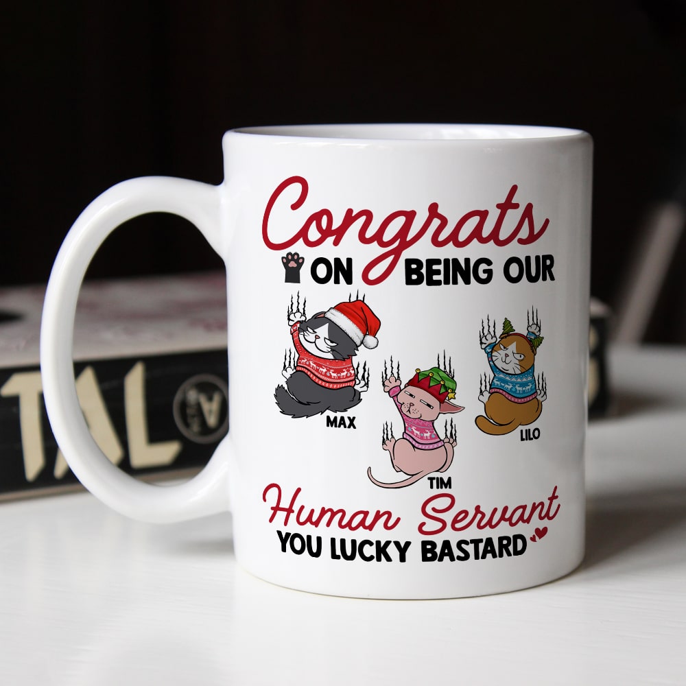 Cats, Our Human Servant, Personalized Mug, Christmas Gifts For Cat Lovers