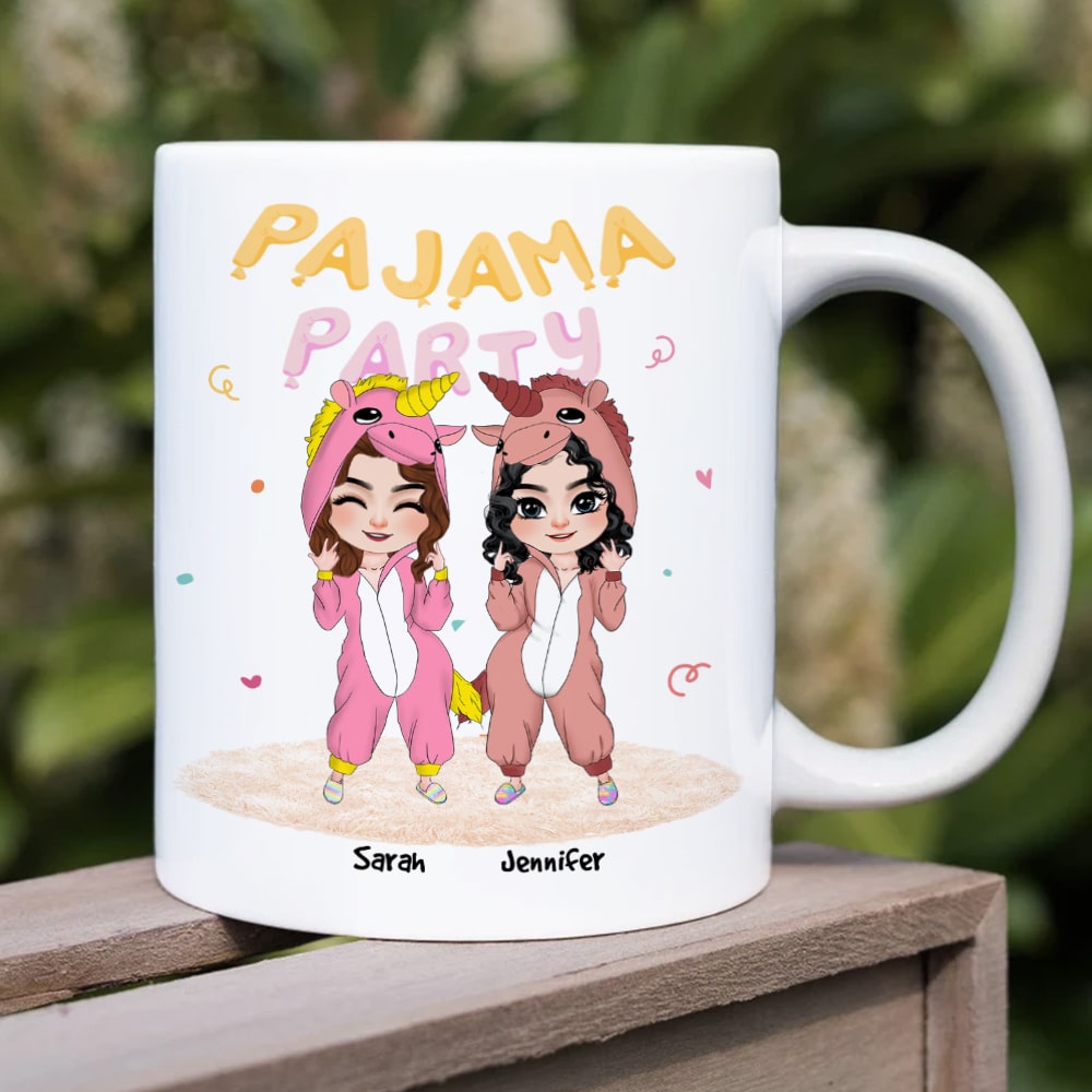 Pajama Party, Personalized Mug, Funny Gifts For Bestie
