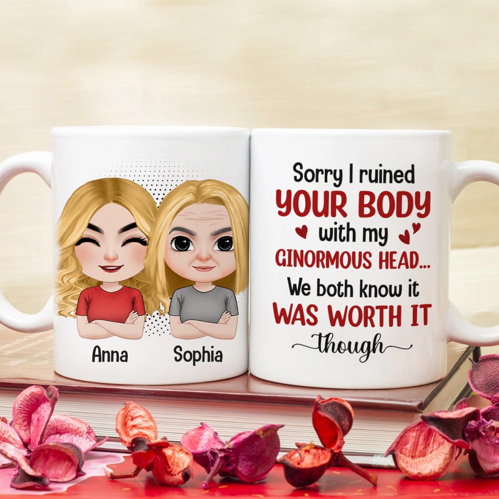 Mother, Mom Sorry I Ruined Your Body With My Ginormous Head, Personalized Mug, Gift For Mother