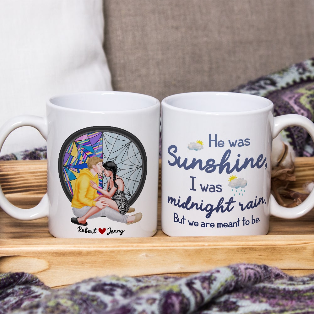 Cause He Was Sunshine, I Was Midnight Rain, Personalized Coffee Mug, Couple Gifts, Valentine Gifts