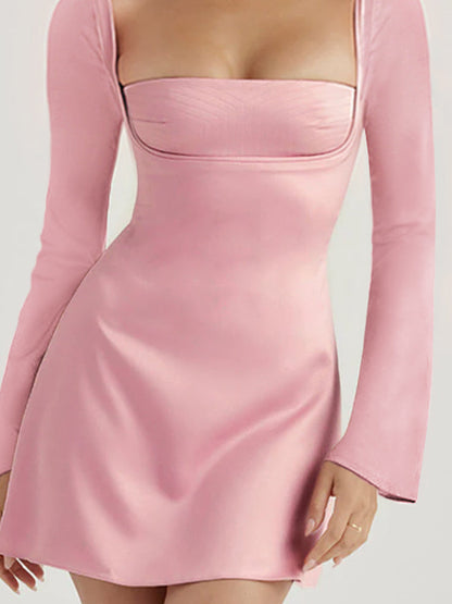 Backless Charmaine Romantic Long Sleeve Mini Dress