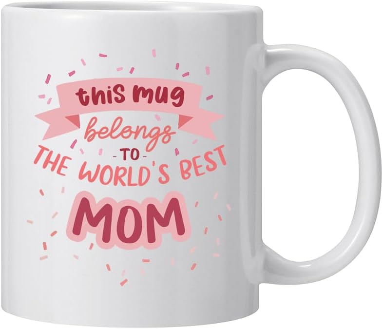 World's Best Mom Coffee Mug, Funny Gift for Mom from Daughter Son Kids Husband, Birthday Mother's Day Christmas Gift Idea