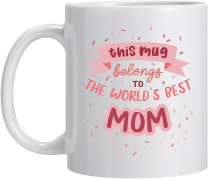 World's Best Mom Coffee Mug, Funny Gift for Mom from Daughter Son Kids Husband, Birthday Mother's Day Christmas Gift Idea