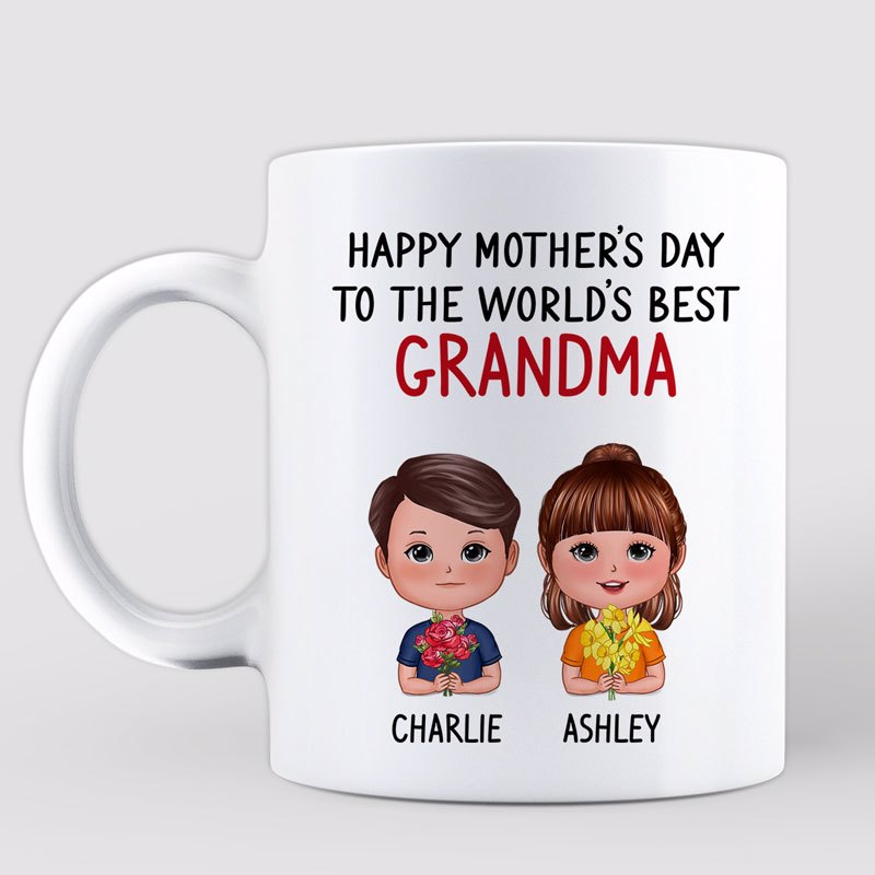 Happy Mother's Day Mom Grandma Doll Kids Personalized Mug