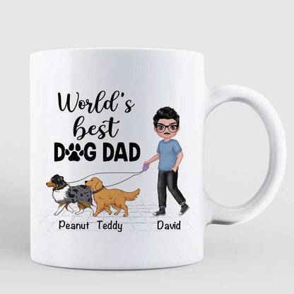 World's Best Dog Dad Doll Man Walking Dog Personalized Mug