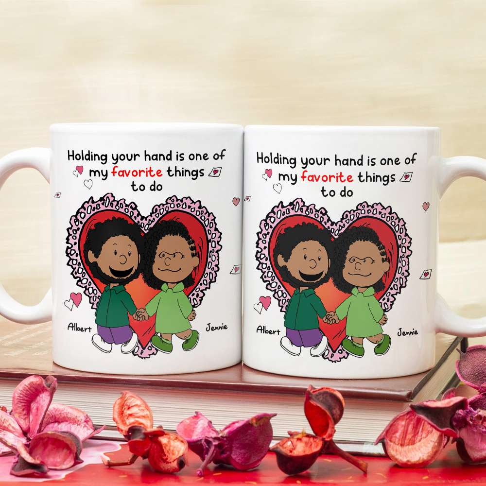Personalized Gift For Couples Valentine White Mug Couple Holding Hand 01KALU261224DA