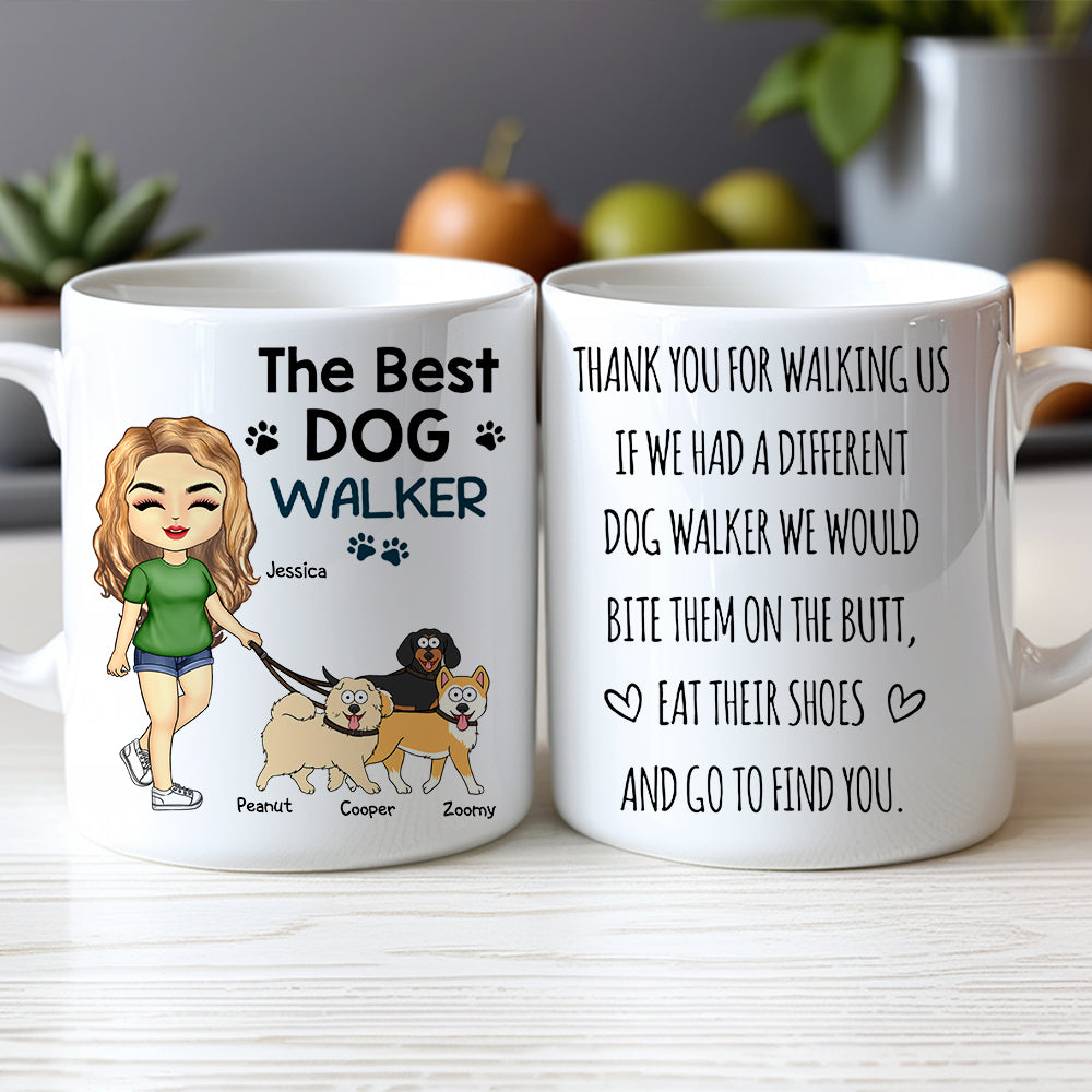 Thank You for Walking Me Hilarious Personalized White Ceramic Mug for Dog Walkers, Customizable with Dog, Perfect Gift for Pet Lovers