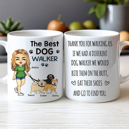 Thank You for Walking Me Hilarious Personalized White Ceramic Mug for Dog Walkers, Customizable with Dog, Perfect Gift for Pet Lovers