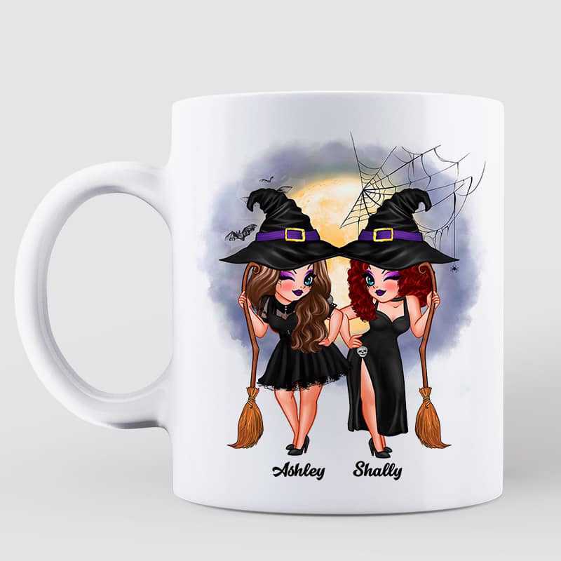 Pretty Best Friends Alway Sisters Halloween Wreath Personalized Mug