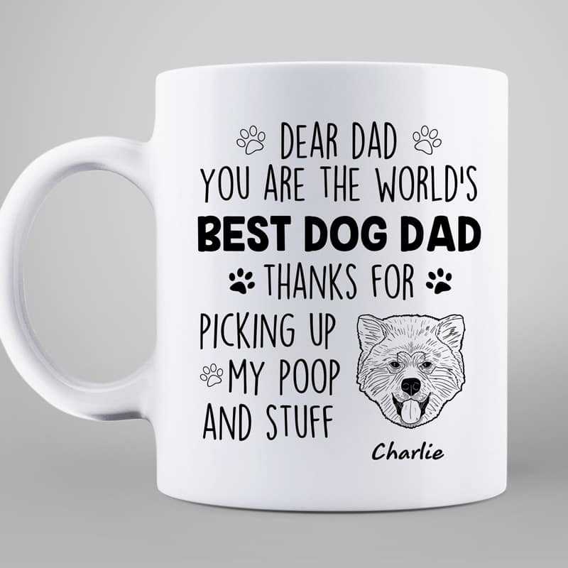 Dear World's Best Dog Dad Dog Head Outline Personalized Mug
