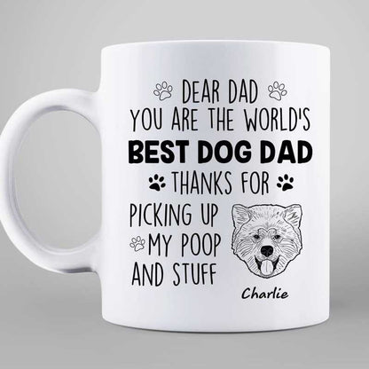 Dear World's Best Dog Dad Dog Head Outline Personalized Mug