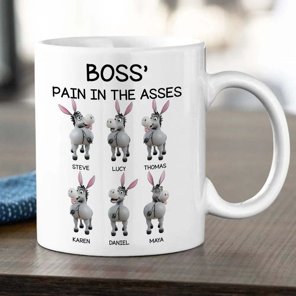 Funny Personalized White Ceramic Mug for Boss Custom Cartoon Donkey Team, Unique Office Gift for Coworkers, Hilarious Value-Priced Present