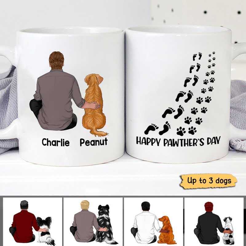 Happy Pawther's Day Dog Dad Back View Personalized Mug