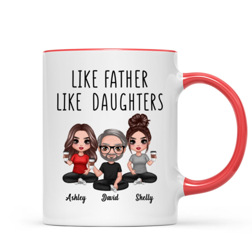 Like Father Like Daughter Son Doll Dad And Daughters Sons Sitting Father's Day Gift Personalized Mug